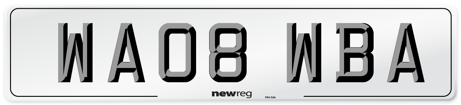 WA08 WBA Number Plate from New Reg